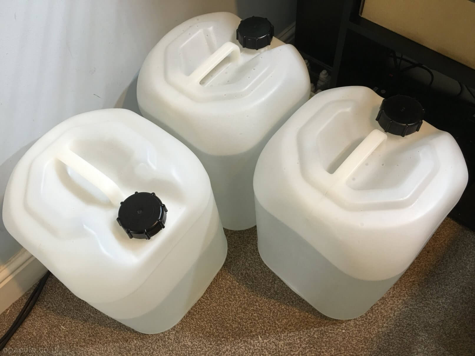 RO water in food grade containers.